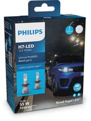 LED gloeilamp (Set 2pcs) H7 12V 18W PX26D geen goedkeuringscertificaat Ultinon Pro6000 HL Boost, wit 5800K