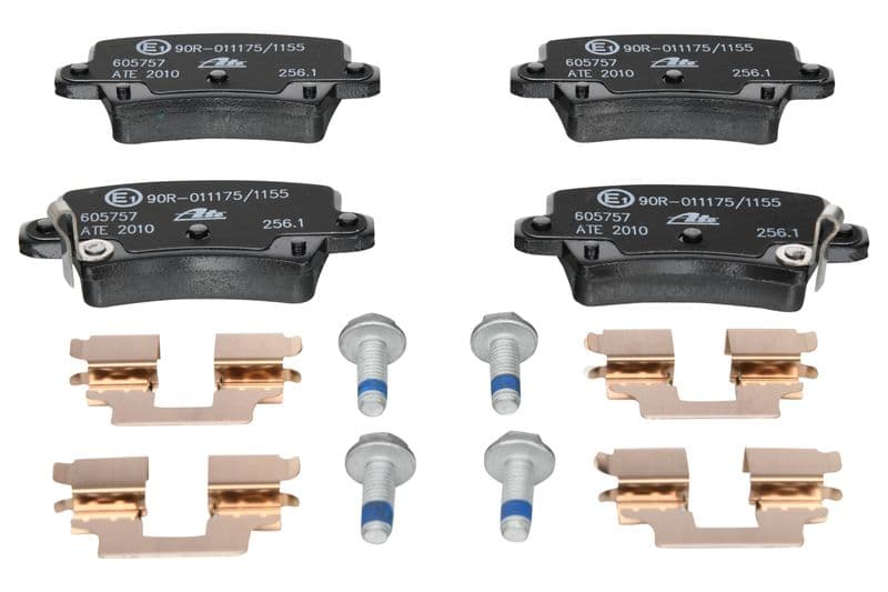 Remblokken set Achter (met extra's  met remklauw geleidingsbouten), past: HONDA CIVIC VIII 1.4-2.2D 09.05-01.12