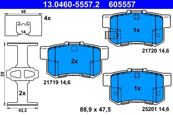 Remblokken set Achter , past: FIAT SEDICI  HONDA ACCORD IV, ACCORD V, ACCORD VI, ACCORD VII, CIVIC IX, CIVIC VI, CIVIC VII, CIVIC VIII, CR-V III, CR-Z, INSIGHT, INTEGRA, JAZZ II 1.3-3.5 10.87-