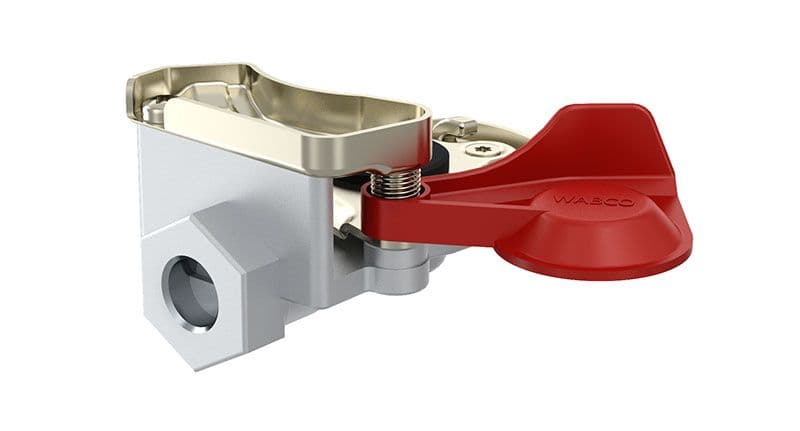 Pneumatische koppeling (door handle, draadmaat M16x1,5mm, kleur red, toepassing aanhangwagen) past: MAN TGA, TGM I  MERCEDES ACTROS, ATEGO, ATEGO 2, AXOR 2, LK/LN2, MK, NG, O 303, O 305, O 307