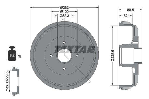 Brake drum Achter past: DACIA DOKKER, LODGY, LOGAN, LOGAN EXPRESS, LOGAN II, LOGAN MCV, LOGAN MCV II, SANDERO II  LADA LARGUS  RENAULT CAPTUR I, CLIO IV, KANGOO BE BOP 0.9-Electric 02.07-