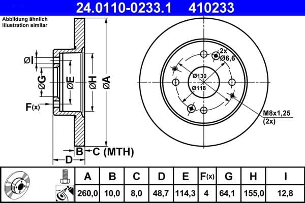 Brake disc Achter Links/Rechts past: HONDA ACCORD IV, ACCORD V, CIVIC VI  ROVER 600 I 1.6-2.3 01.90-03.01