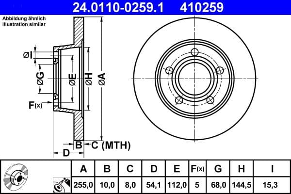Brake disc Achter Links/Rechts past: AUDI A6 C5 1.8-3.7 02.97-01.05