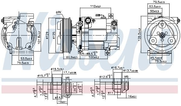 Airconditioning compressor past: MAZDA 3 1.3/1.6 10.03-06.09
