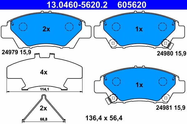 Remblokken set Voor , past: HONDA CR-Z, INSIGHT, JAZZ, JAZZ III, JAZZ IV, JAZZ V 1.2-1.5H 10.07-