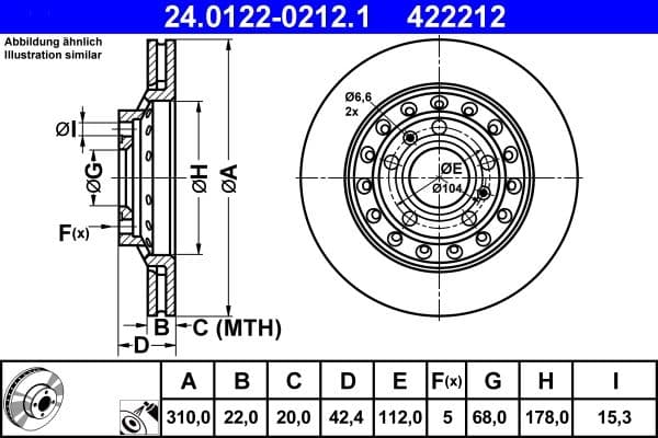 Brake disc Achter Links/Rechts past: AUDI A8 D3  VW PHAETON 2.8-6.0 04.02-03.16