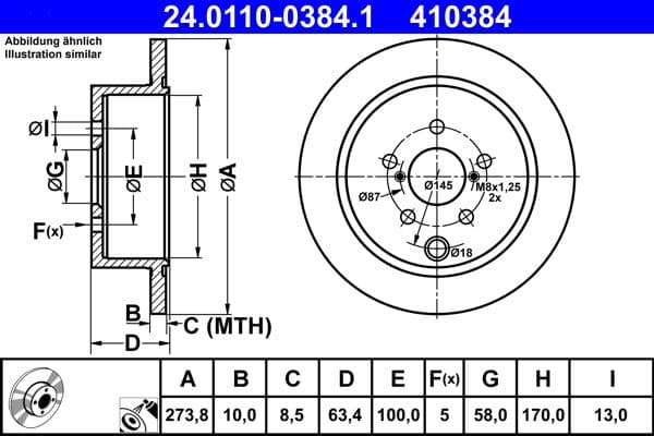 Brake disc Achter Links/Rechts past: AUDI A6 C5  SUBARU FORESTER, IMPREZA, XV  VW PASSAT B5 1.6-2.7 10.96-