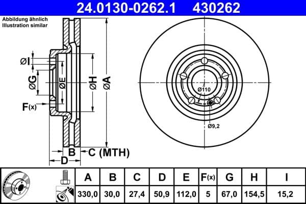 Brake disc Voor Links/Rechts past: MERCEDES A (V177), A (W177), B SPORTS TOURER (W247), CLA (C118), CLA SHOOTING BRAKE (X118), EQA (H243), EQB (X243), GLA (H247), GLB (X247) 1.3H-Electric 03.18-