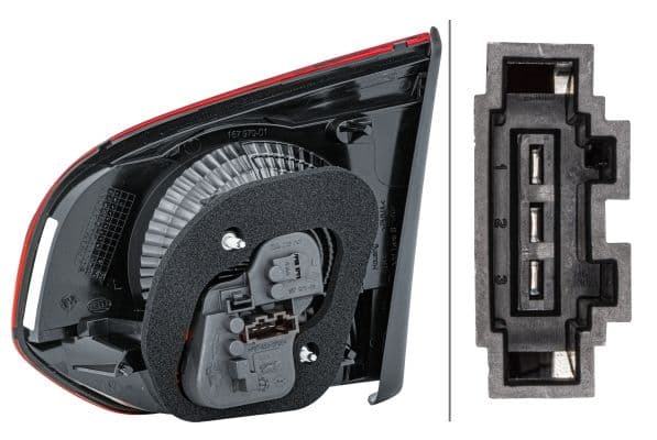 Achterlicht Links (binnen, W16W/W21W, kleur indicator wit, kleur van het glas red/wit, anti-fog licht) past: VW GOLF VI 10.08-11.13