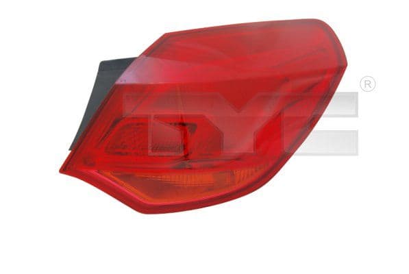 Achterlicht Links (extern, kleur indicator oranje, kleur van het glas red) past: OPEL ASTRA J Hatchback 12.09-04.18
