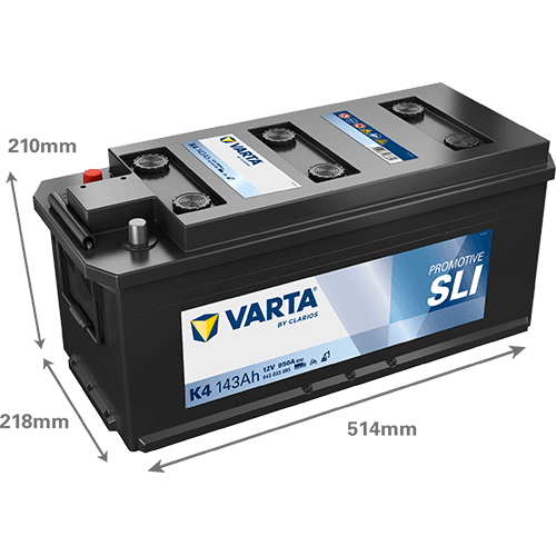 Batterij 12V 143Ah/950A (EN) PROMOTIVE SLI (L+) 514x218x210 B03 - montageflens 10,5 mm (Beginnen)