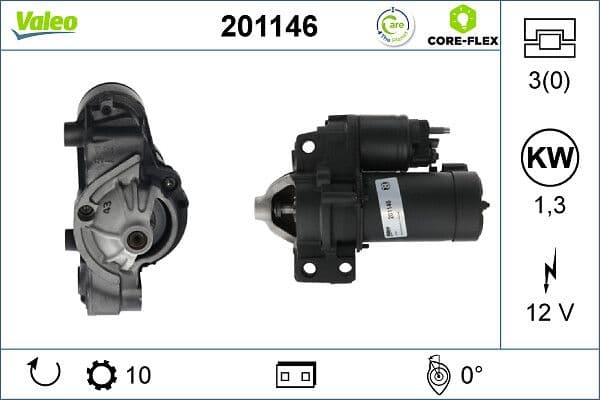 Starter (12V, 1,3kW, gereviseerd) past: CITROEN C5 I, C5 II, C5 III, C6, C8  FIAT ULYSSE  LANCIA PHEDRA  PEUGEOT 406, 407, 607, 807  RENAULT AVANTIME, CLIO II, LAGUNA I, LAGUNA II 2.0D/2.9/3.0 03.97-