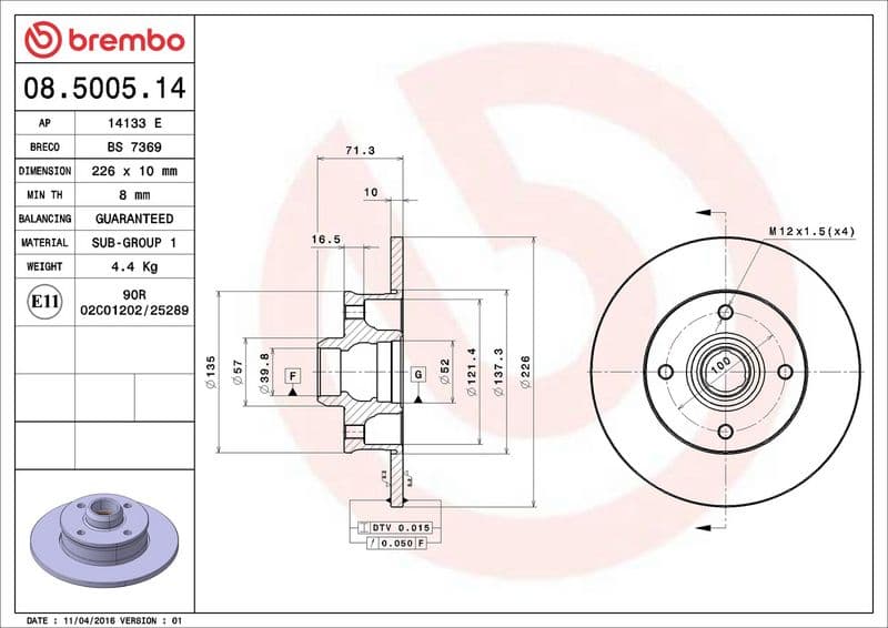 Brake disc Achter Links/Rechts past: SEAT CORDOBA, CORDOBA VARIO, IBIZA II, LEON, TOLEDO I  VW CORRADO, GOLF II, GOLF III, GOLF IV, JETTA I, JETTA II, PASSAT B2, PASSAT B3/B4 1.0-2.2 08.82-07.06