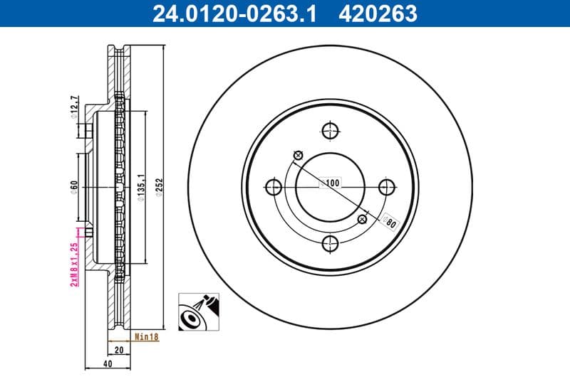 Brake disc Voor Links/Rechts past: SUZUKI BALENO, SWIFT IV, SWIFT V 1.0-1.4 10.10-