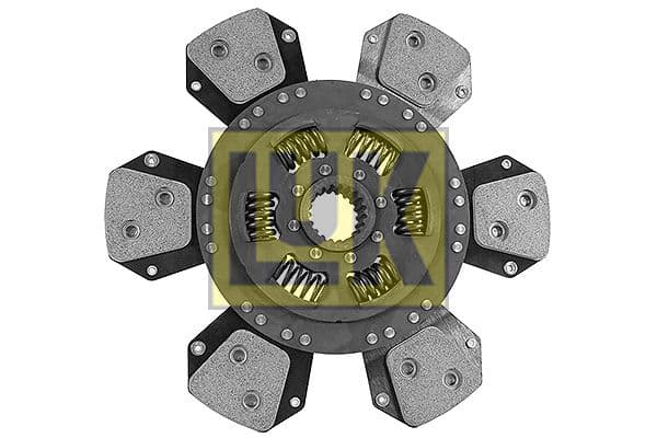 Koppelingsplaat/plaat keramiek (310mm  aantal peddels: 6) past: DEUTZ FAHR 5090 D ECOLINE, 5090.4 D ECOLINE, 4.75, 4.75 E, 410, 80 PROFILINE, 410 ECOLINE, 410 KEYLINE  HUERLIMANN 75.4, 75.4 E
