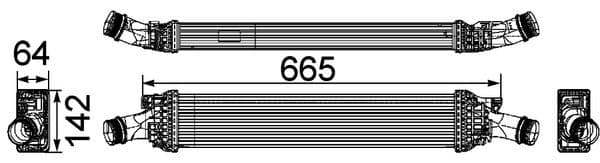 Toevoerluchtkoeler past: AUDI A4 ALLROAD B8, A4 B8, A5, A6 C7, A7, Q5  PORSCHE MACAN 1.8-2.0H 10.07-09.18