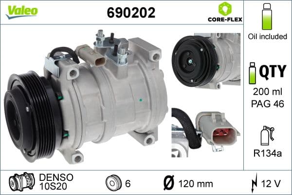 Airconditioning compressor past: CHRYSLER VOYAGER IV  JEEP CHEROKEE 2.5D/2.8D 02.00-12.08