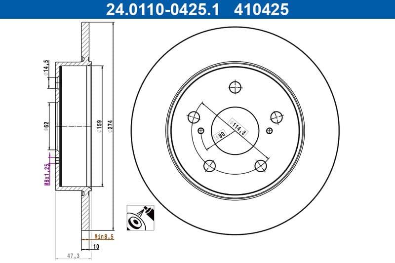 Brake disc Achter Links/Rechts past: SUZUKI SWACE  TOYOTA COROLLA 1.2-2.0H 10.18-