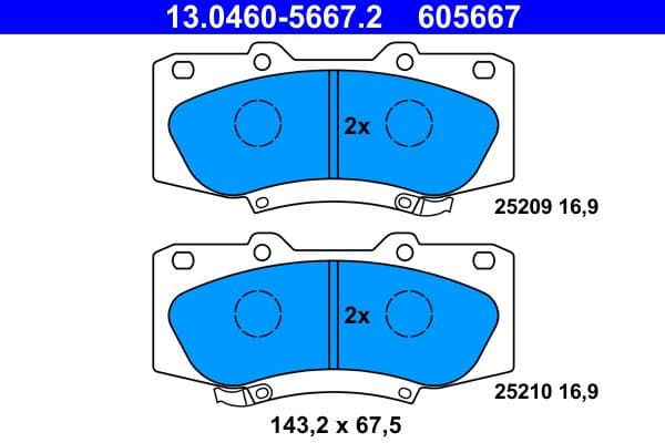 Remblokken set Voor , past: TOYOTA HILUX VII 2.5D/3.0D 02.05-