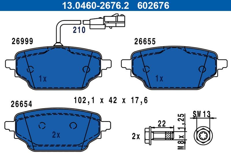Remblokken set Achter , past: MERCEDES CITAN TOURER (W420), CITAN/MINIVAN (W420), T (MPV) 1.3/1.5D 09.21-