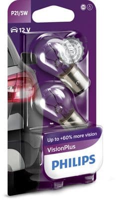 Gloeilamp (blisterverpakking 2pcs) P21/5W 12V 5/21W BAY15D basislamp VisionPlus Plus 60%