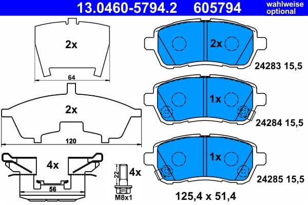 Remblokken set Voor , past: DAIHATSU MATERIA, SIRION  FORD FIESTA VI  MAZDA 2  SUBARU JUSTY IV  SUZUKI BALENO, SWIFT IV, SWIFT V 1.0-1.6D 01.05-