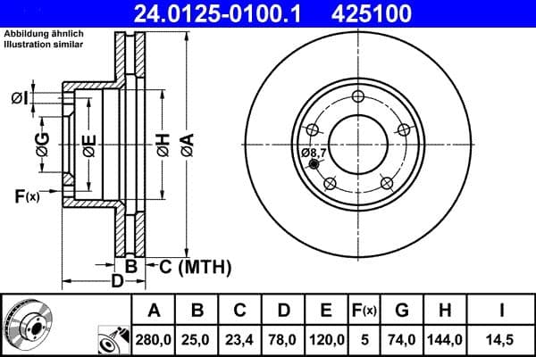 Brake disc Voor Links/Rechts past: BMW 5 (E12), 7 (E23) 2.8-3.5 05.77-09.86