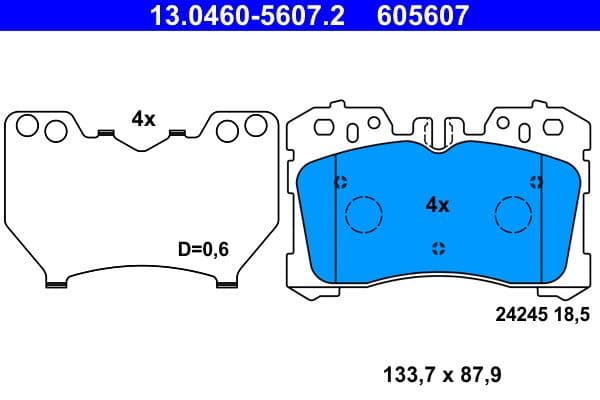 Remblokken set Voor (met een dempingskussen), past: LEXUS LS 3.5-5.0H 04.06-
