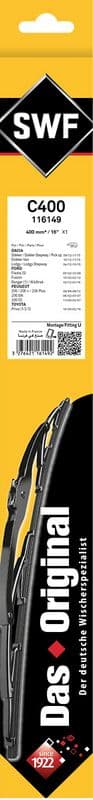 Wisserblad draaibaar Voor (1pcs) 400mm past: IVECO MASSIF  MERCEDES G (W460), G (W461), G (W463)  VOLVO 240  ABARTH RITMO  ALFA ROMEO 33, 75, SPIDER  AUDI 50  AUSTIN METRO I 08.67-
