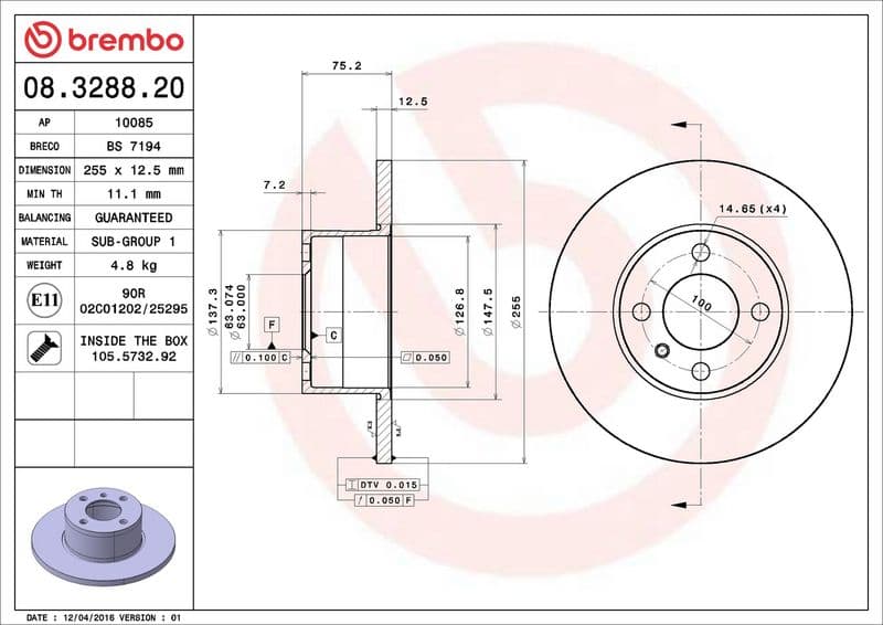 Brake disc Voor Links/Rechts past: BMW 3 (E21), 3 (E30) 1.6/1.8/2.0 06.75-12.91
