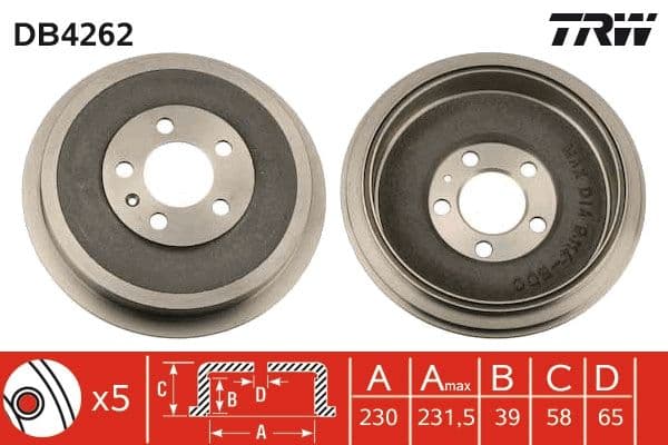 Brake drum Achter past: SKODA OCTAVIA I, OCTAVIA II, ROOMSTER, ROOMSTER PRAKTIK  VW POLO V 1.2-2.0 09.96-05.22