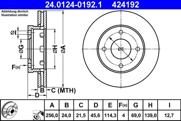Brake disc Voor Links/Rechts past: MITSUBISHI COLT, COLT CZC VI, COLT VI  SMART FORFOUR 1.1-1.5D 01.04-06.12