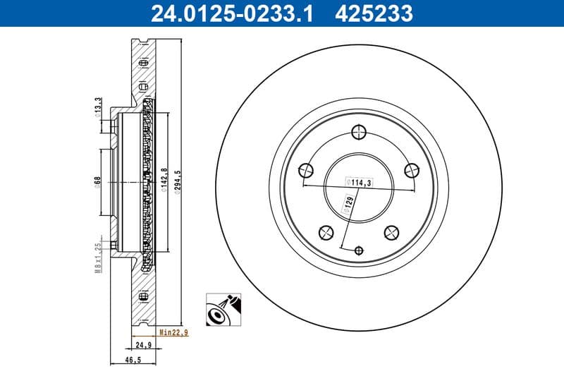 Brake disc Voor Links/Rechts past: MAZDA 3, CX-30 1.5-2.5H 11.18-