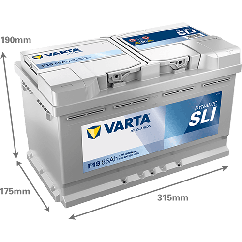 Batterij VARTA 12V 85Ah/800A (EN) Dynamic SLI (R+) 315x175x190 B13 - montageflens 10,5 mm (beginnen)