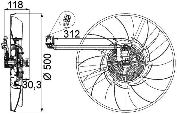 Radiatorventilator past: LAND ROVER DISCOVERY III, RANGE ROVER III, RANGE ROVER SPORT I 3.6D/4.4 03.02-03.13