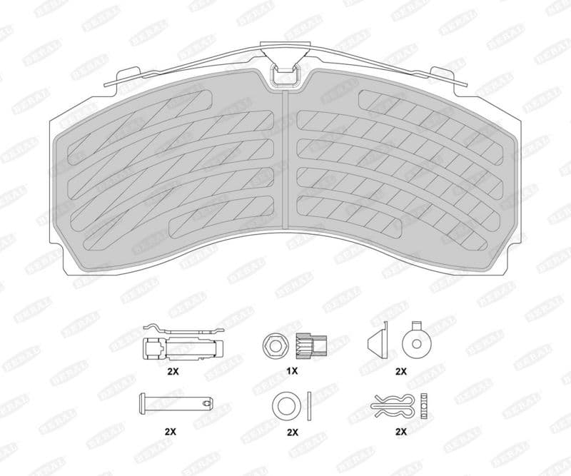 Remblokken set , past: MERCEDES ACTROS, ACTROS MP2 / MP3, ACTROS MP4 / MP5, ANTOS, AROCS, ATEGO, AXOR 2, ECONIC, ECONIC 2 10.7D-Electric 04.96-