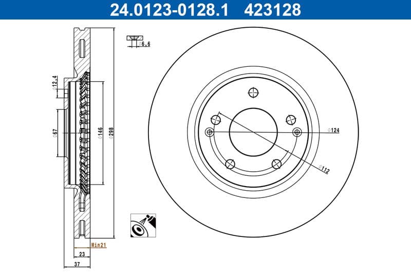 Brake disc Voor Links/Rechts past: SSANGYONG TIVOLI, TIVOLI GRAND, XLV 1.2-1.6LPG 03.15-