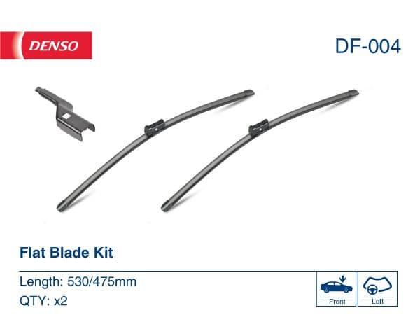 Wisserblad voegloos Voor met spoiler (2pcs) Flat Blades 530/475mm past: SEAT CORDOBA, IBIZA III  VW POLO IV 10.01-