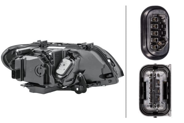 Koplamp Links (D2S/H1/H10W/PY21W, elektrisch, met motor, kleur indicator: transparant) past: BMW X5 E53 12.03-12.06