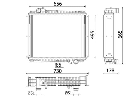 Motorradiator ((en) with frame) past: MERCEDES ECONIC 2 OM936.972/OM936.973/OM936.974 04.13-
