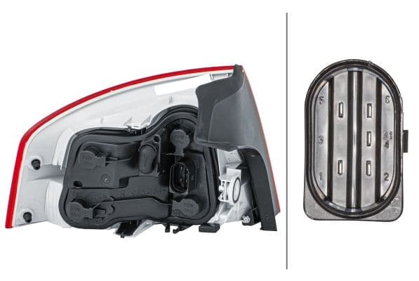 Achterlicht Rechts (extern, P21W, kleur van het glas red, achteruitrijlicht) past: AUDI A4 B7 Saloon 11.04-06.08