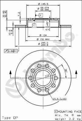 Brake disc Achter Links/Rechts past: AUDI 80 B4, A4 B6, A4 B7, COUPE B3  SEAT EXEO, EXEO ST 1.6-3.0D 11.88-05.13