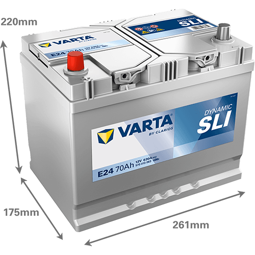 Batterij VARTA 12V 70Ah/630A (EN) Dynamic SLI (L+) 261x175x220 B01 - montageflens 10,5 mm (beginnen)