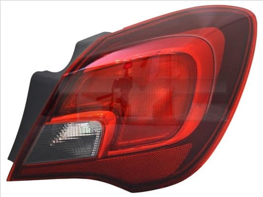 Achterlicht Rechts (extern, P21W, kleur indicator wit, kleur van het glas red) past: OPEL CORSA E 3D 09.14-05.19