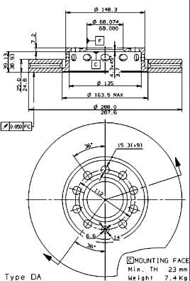 Brake disc Voor Links/Rechts past: AUDI 100 C4, A4 B5, A4 B6, A4 B7, A4 B8, A6 C4, A6 C5  SEAT EXEO, EXEO ST  SKODA SUPERB I, SUPERB II, SUPERB III  VW PASSAT B5, PASSAT B5.5 1.6-4.2 12.90-06.24