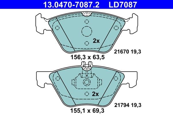Keramische remblokken Voor , past: MERCEDES CLK (A208), CLK (C208), E T-MODEL (S210), E (VF210), E (W210), S (W220, V220), SLK (R170)  CHRYSLER CROSSFIRE 2.0-4.3 06.95-12.08