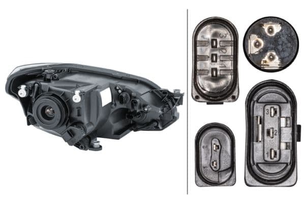 Koplamp Rechts (H4/PY21W/W21, elektrisch, met motor, kleur invoegen: zwart) past: VW UP 07.16-