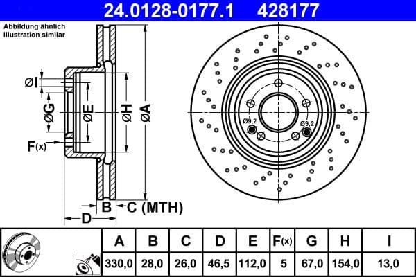 Brake disc Voor Links/Rechts past: MERCEDES C (CL203), C (W203), C T-MODEL (S203), CLK (A209), CLK (C209), SLK (R171) 1.8-3.5 05.00-02.11