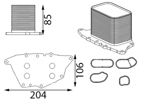 Olie radiator past: BMW 2 (F45), 2 GRAN TOURER (F46), 2 GRAN TOURER VAN (F46), X1 (F48), X2 (F39)  MINI (F55), (F56), (F57), CLUBMAN (F54), COUNTRYMAN (F60) 2.0D 09.13-