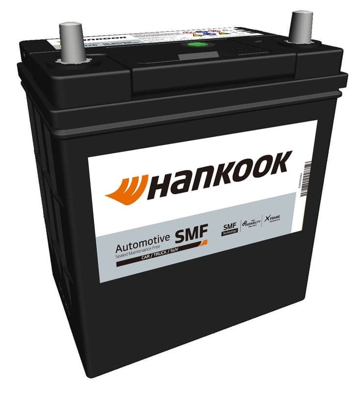 Batterij HANKOOK 12V 40Ah/360A (L+ dunne terminal (japanse voertuigen)) 187x127x200 B00 - geen montageflens (beginnen)